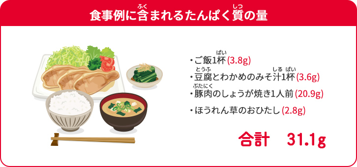 食事例に含まれるたんぱく質の量