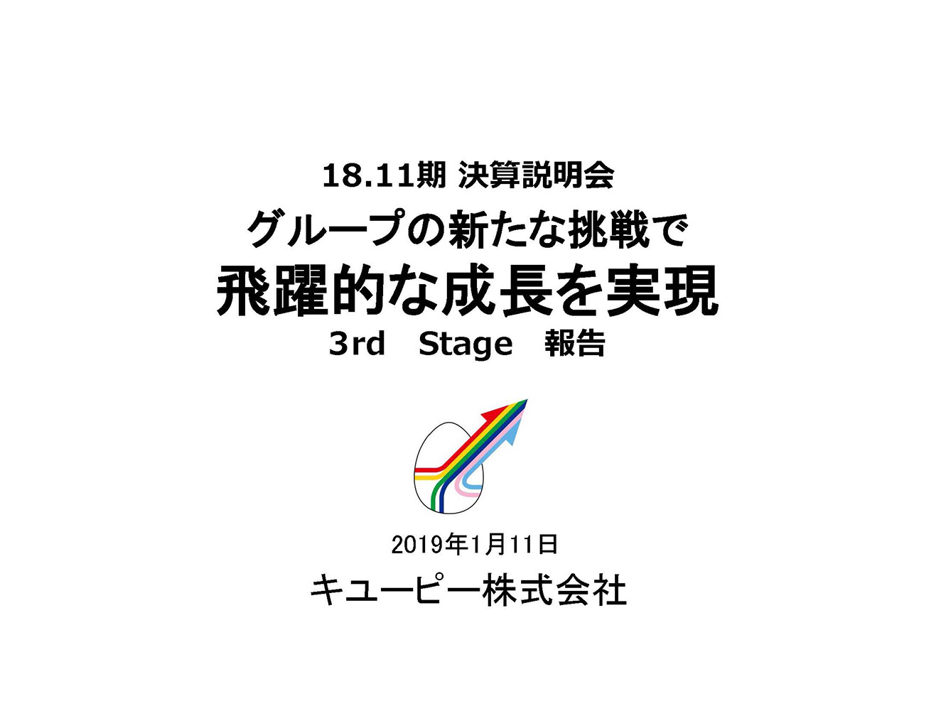 18.11期 決算説明会 グループの新たな挑戦で飛躍的な成長を実現 3rd Stage 報告