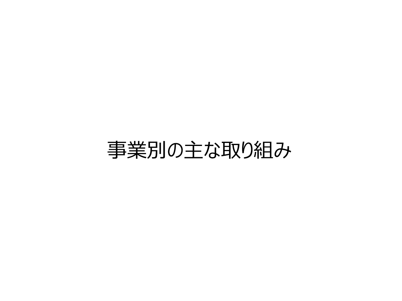 事業別の主な取り組み