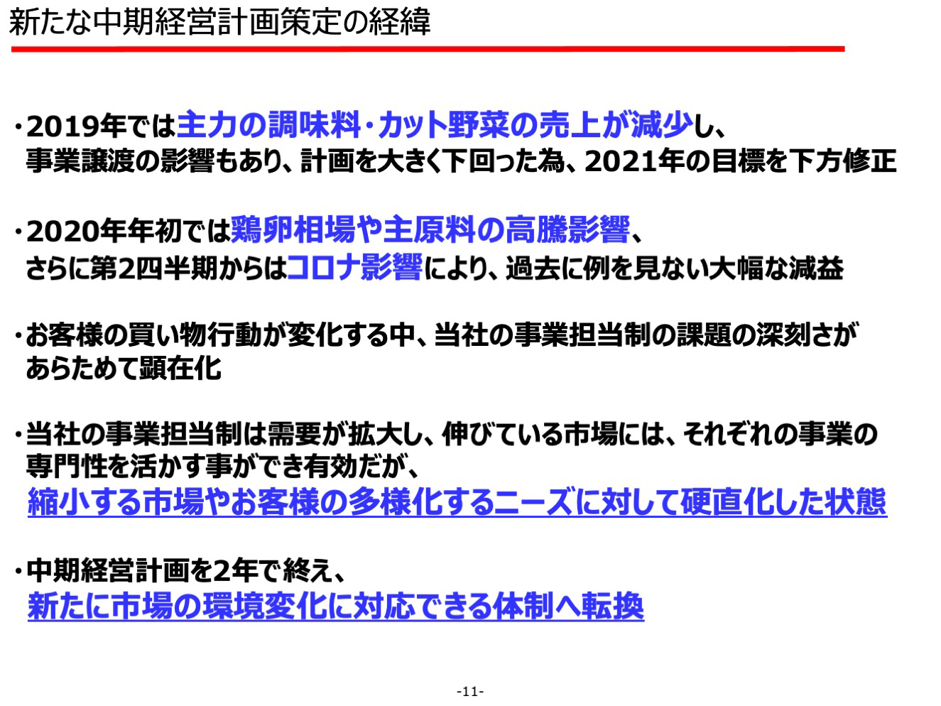 新たな中期経営計画策定の経緯