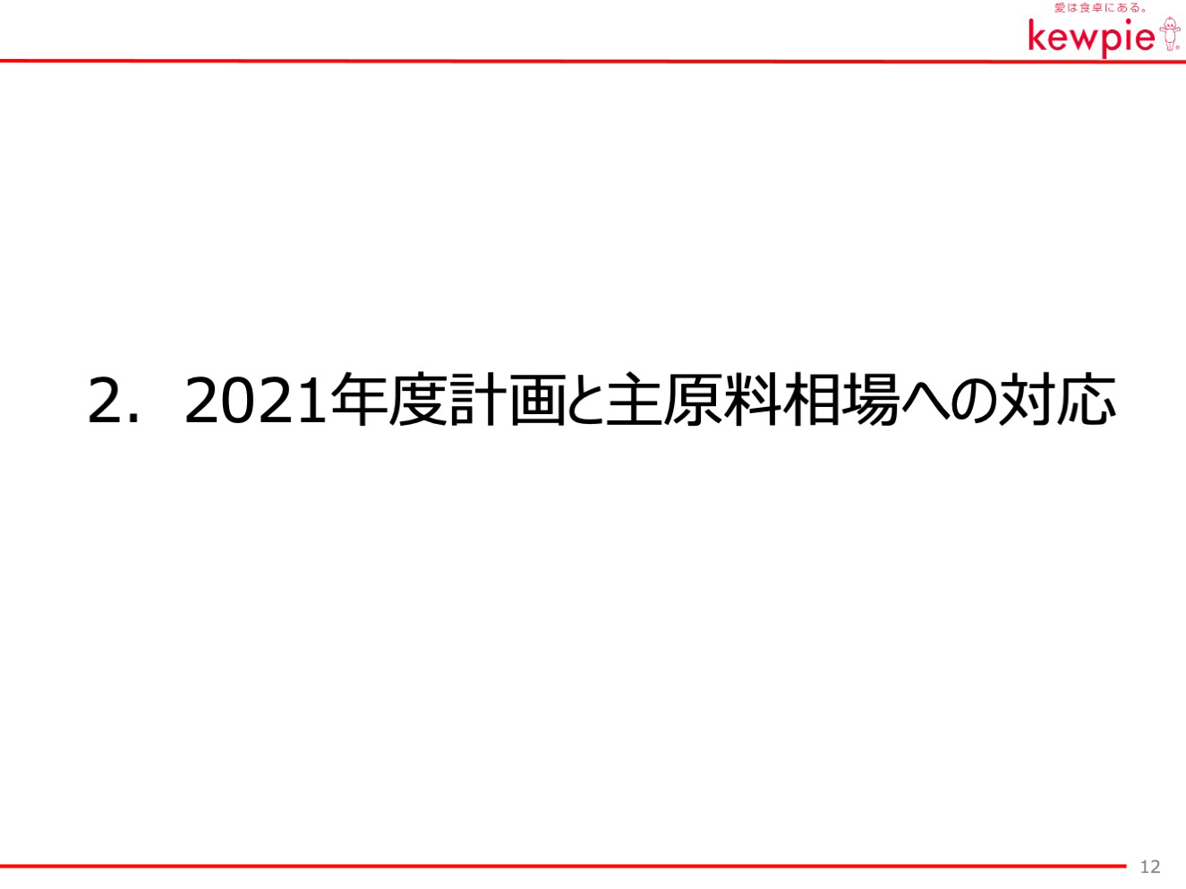 2021年度計画と主原料相場への対応