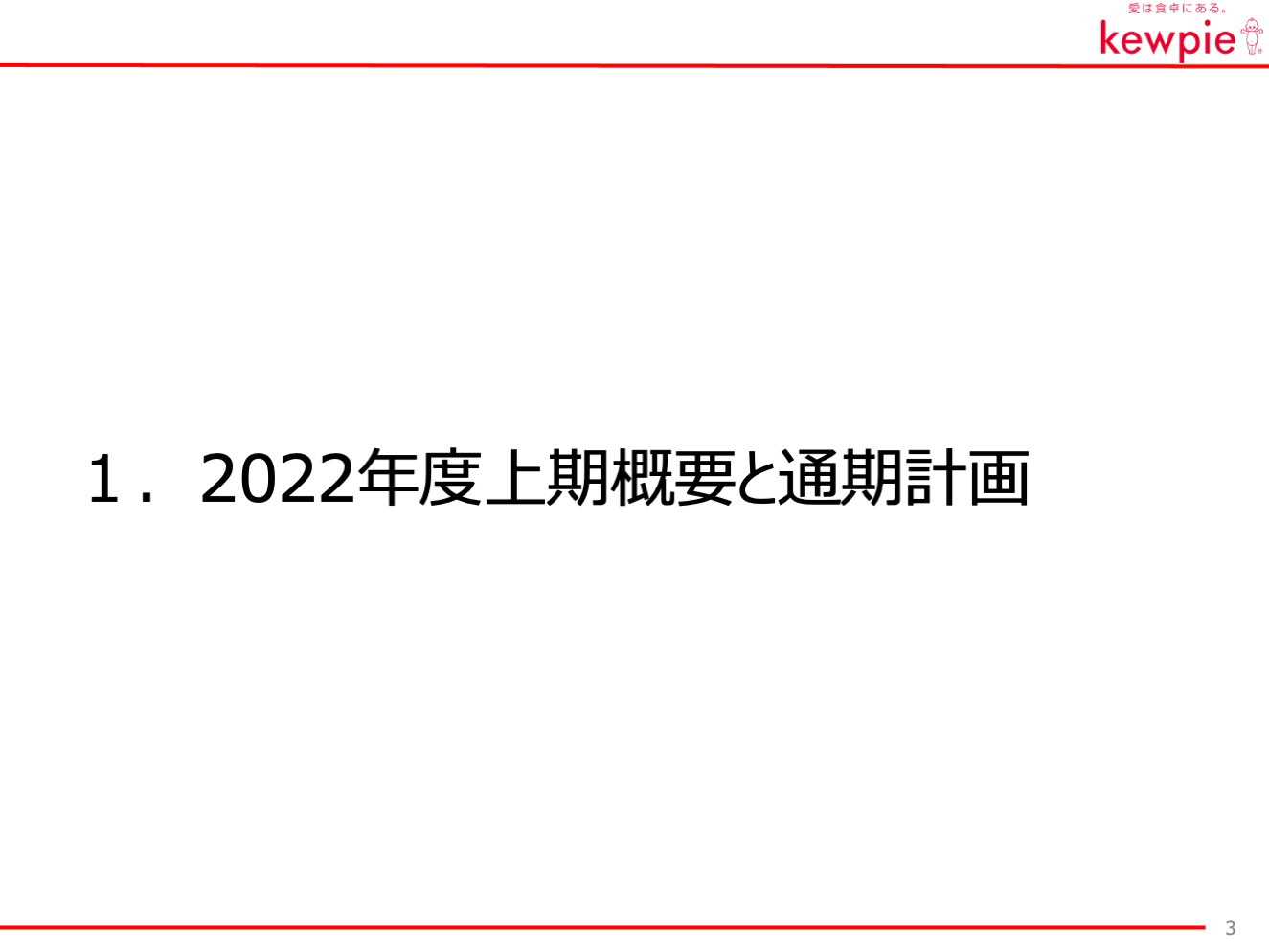 1. 2022年度上期概要と通期計画