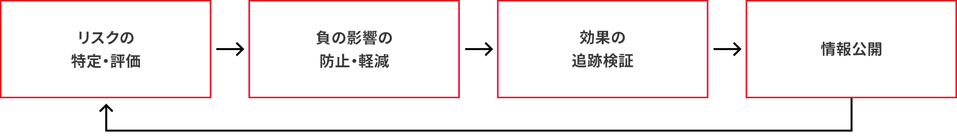 リスクの特定・評価 負の影響の防止・軽減 効果の追跡検証 情報公開