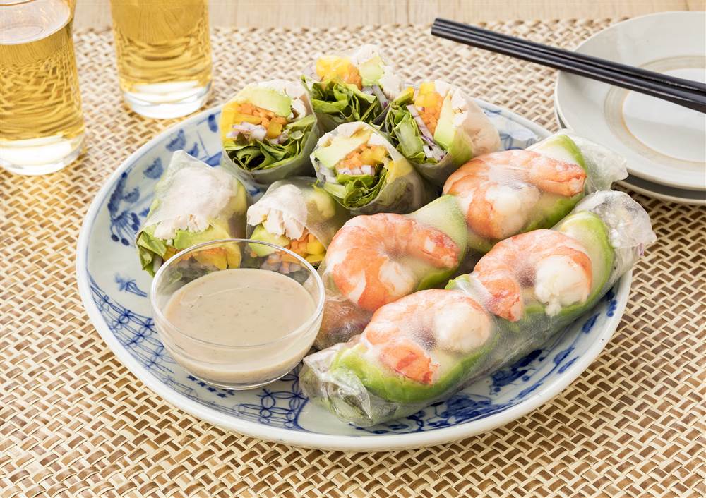 Spring Rolls with Deep-Roasted Sesame Dressing