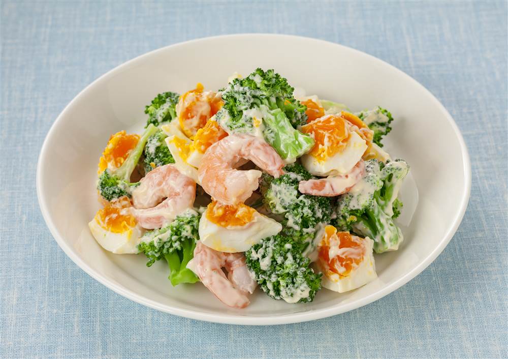 Shrimp, Broccoli and Boiled Egg Salad