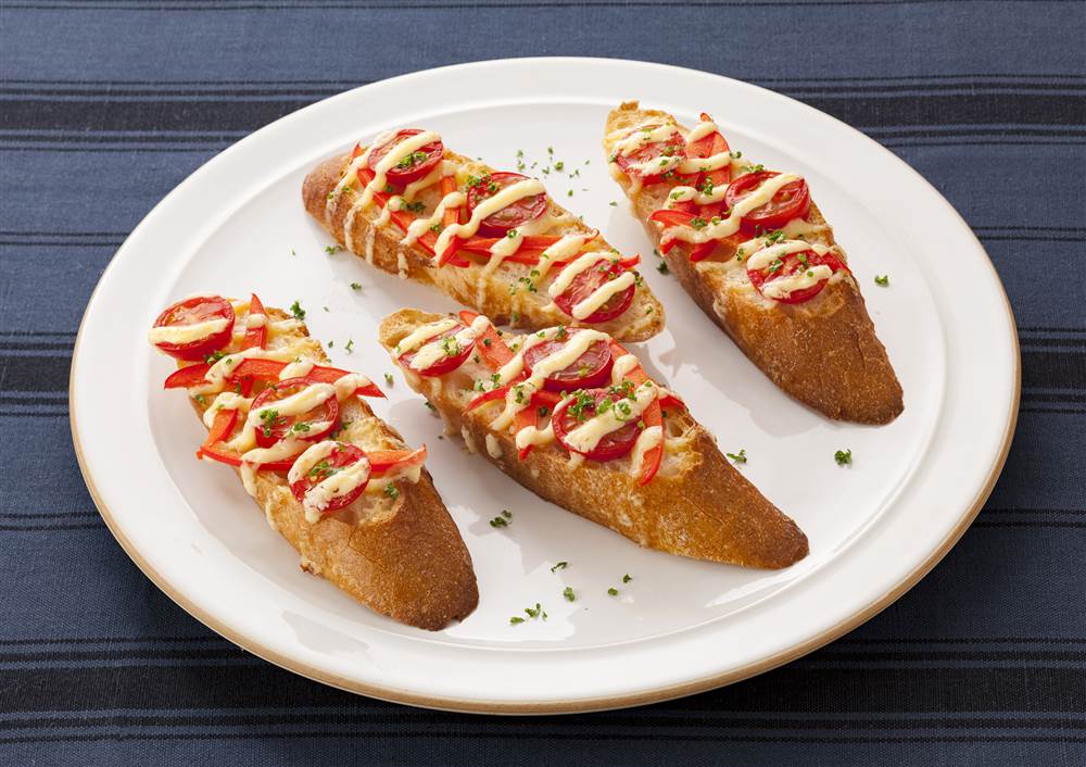 Mini Tomato and Red Pepper Mayo Tartine