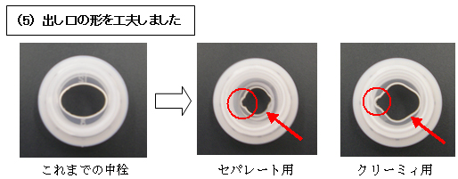 出し口の形を工夫しました