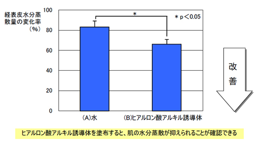 グラフ2 塗布3日後の経表皮水分蒸散量（TEWL）測定結果